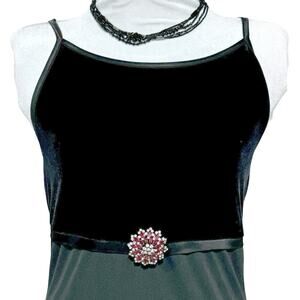 Vintage Velvet & Chiffon Empire Waist Slipdress Black‎ M/L Byer Too! Whimsygoth